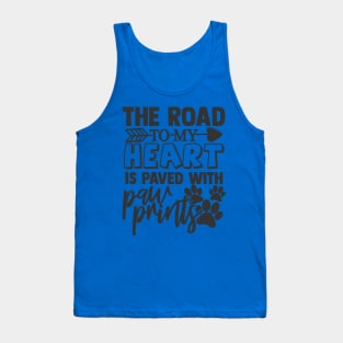 The Road to My Heart is Paw Prints Dog Lover Tank Top